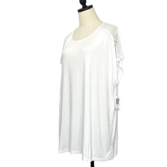 Torrid Super Soft Knits T-Shirt Dolman SS Sleeve White with Lace Size 2 = 2X - Picture 4 of 11
